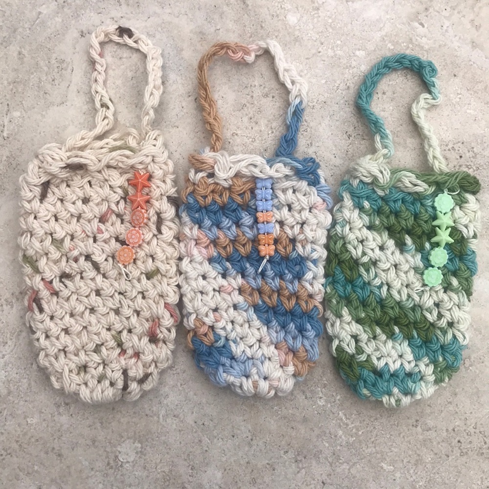 3 pcs Set Hand Crochet Cotton Soap Mitten NWT